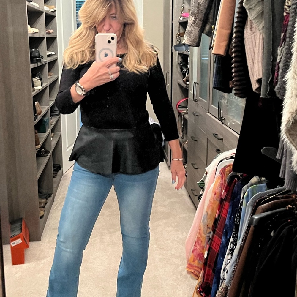 Black top with faux leather bottom size M